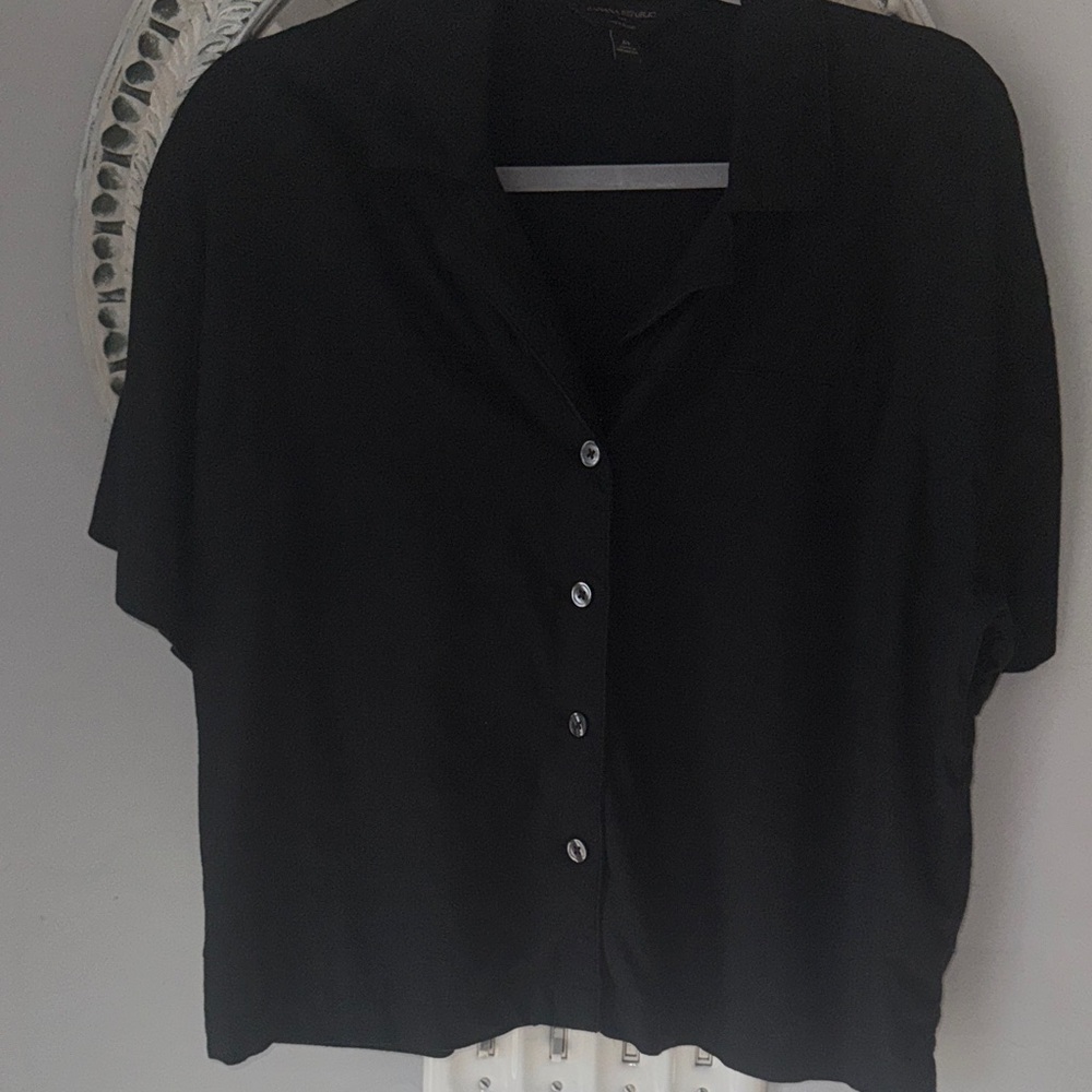 Black Button-Front Women’s Top